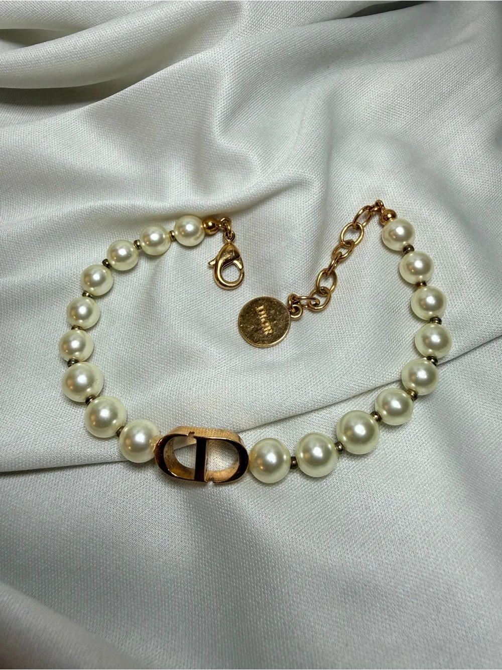 Dior Ivory Pearl Bracelet with Gold CD Accent